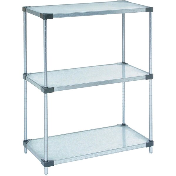 Nexel Galvanized Steel, 3 Tier, Solid Shelving Starter Unit, 48Wx18Dx34H 18483SZ3 - main